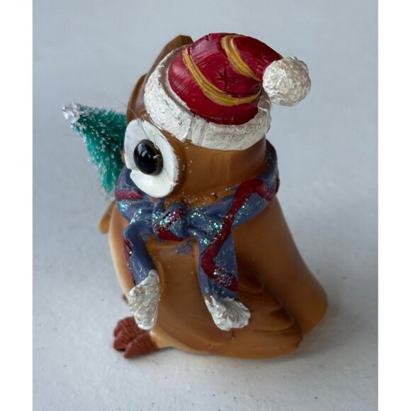 Christmas Owl w/Winter Hat & Scarf Ceramic Figurine 3" Tall-READ - Picture 3 of 9